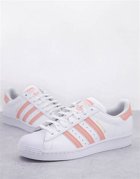 adidas superstar wit met lichtroze|White adidas Originals Superstar Shoes .